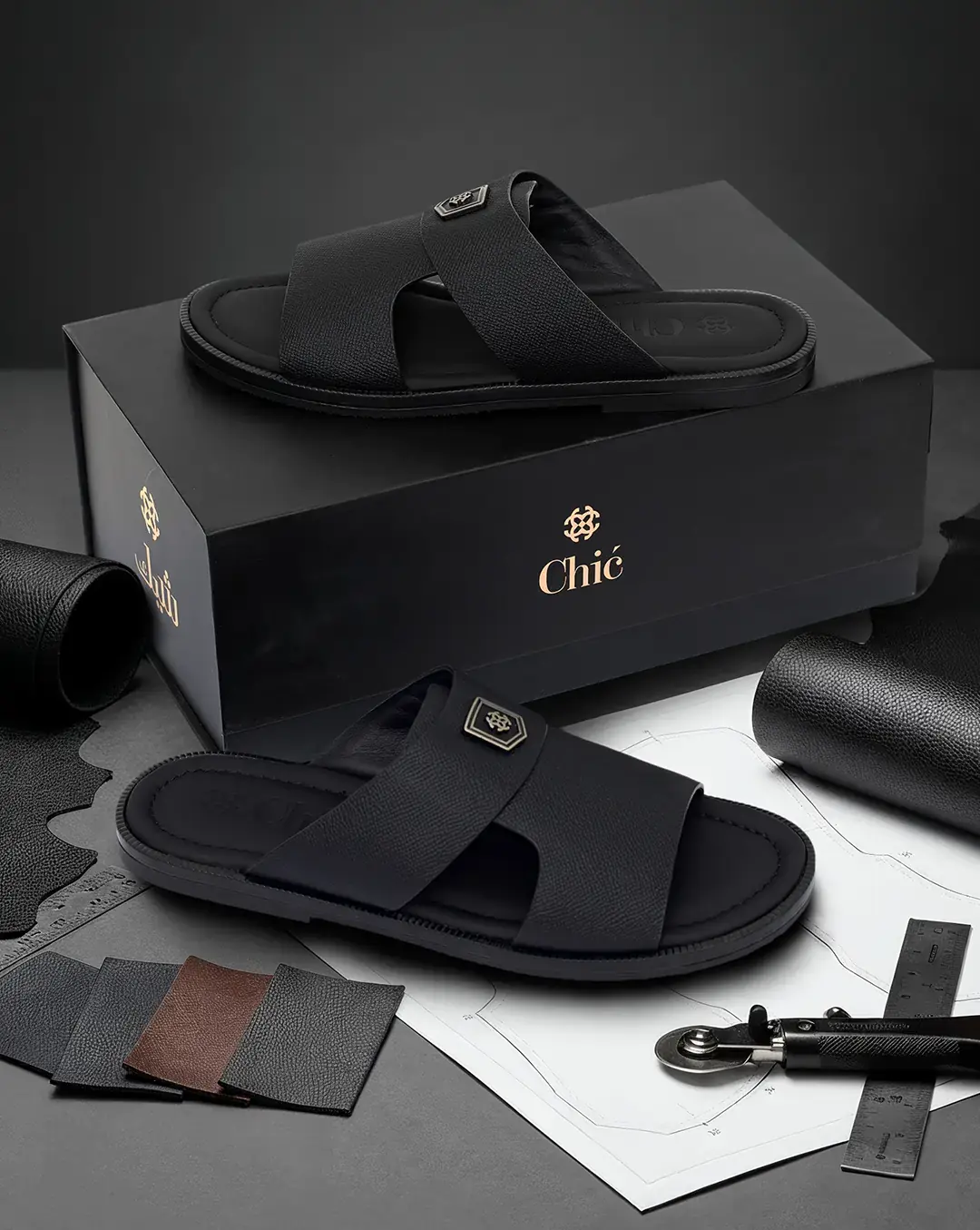 Men’s Calf Leather Flat Slippers